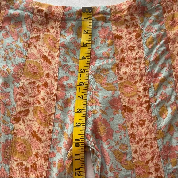 Free People Floral Wide Leg Pants in Peach and Blue - Picture 7 of 11